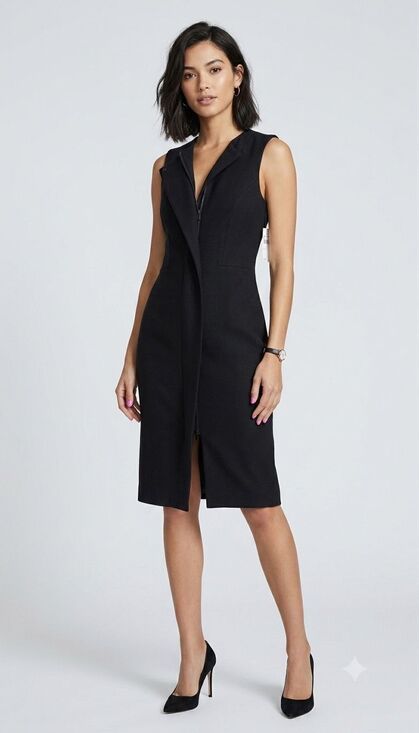 AYR Dresses & Skirts - NWT AYR Black Wool Blend Asymmetric Zip Front Sheath Dress Size 2 MSRP $365